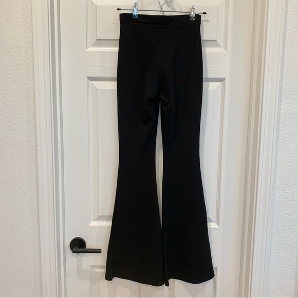 Black Textured Choker Neck Top Flare Pant Co-Ord Matching Set - Picture 5 of 8